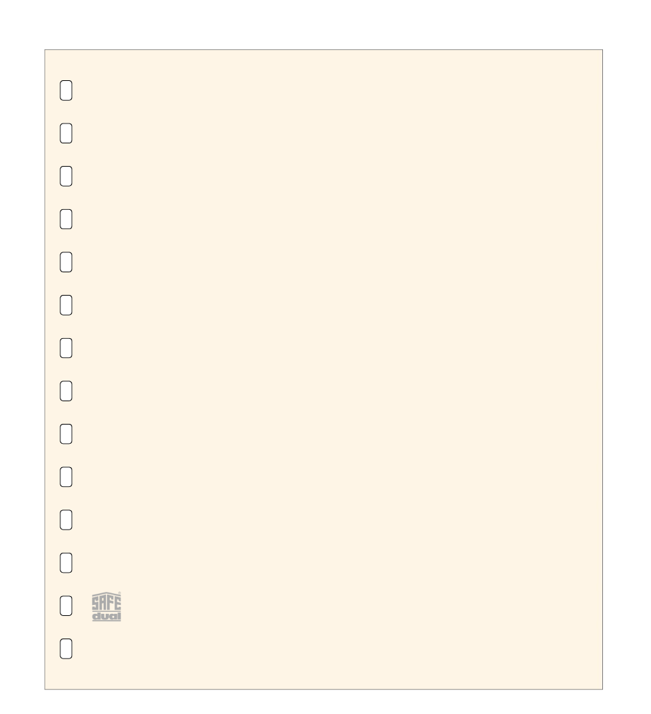 Illustration representing a cream album page with a SAFE logo on a white background