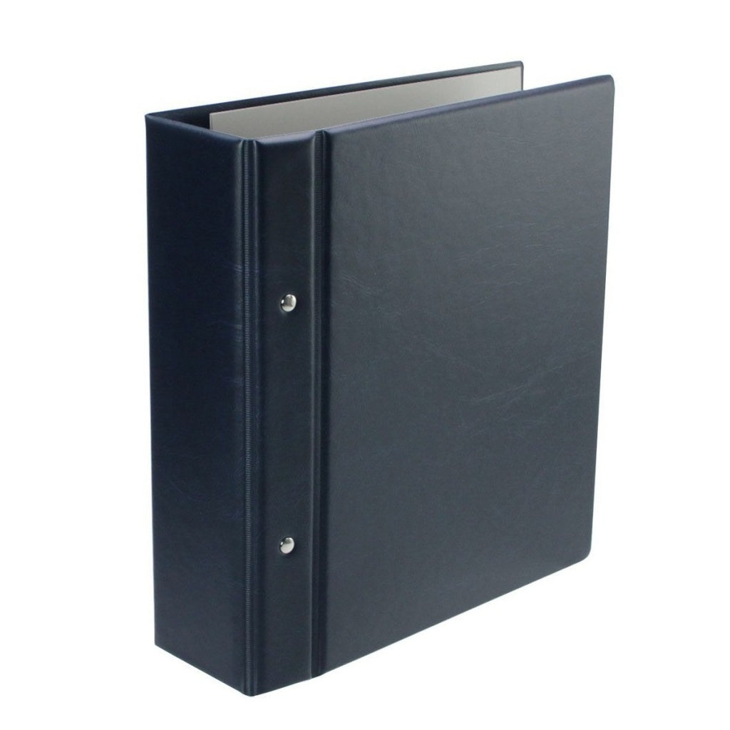 Closed blue collector album on a white background