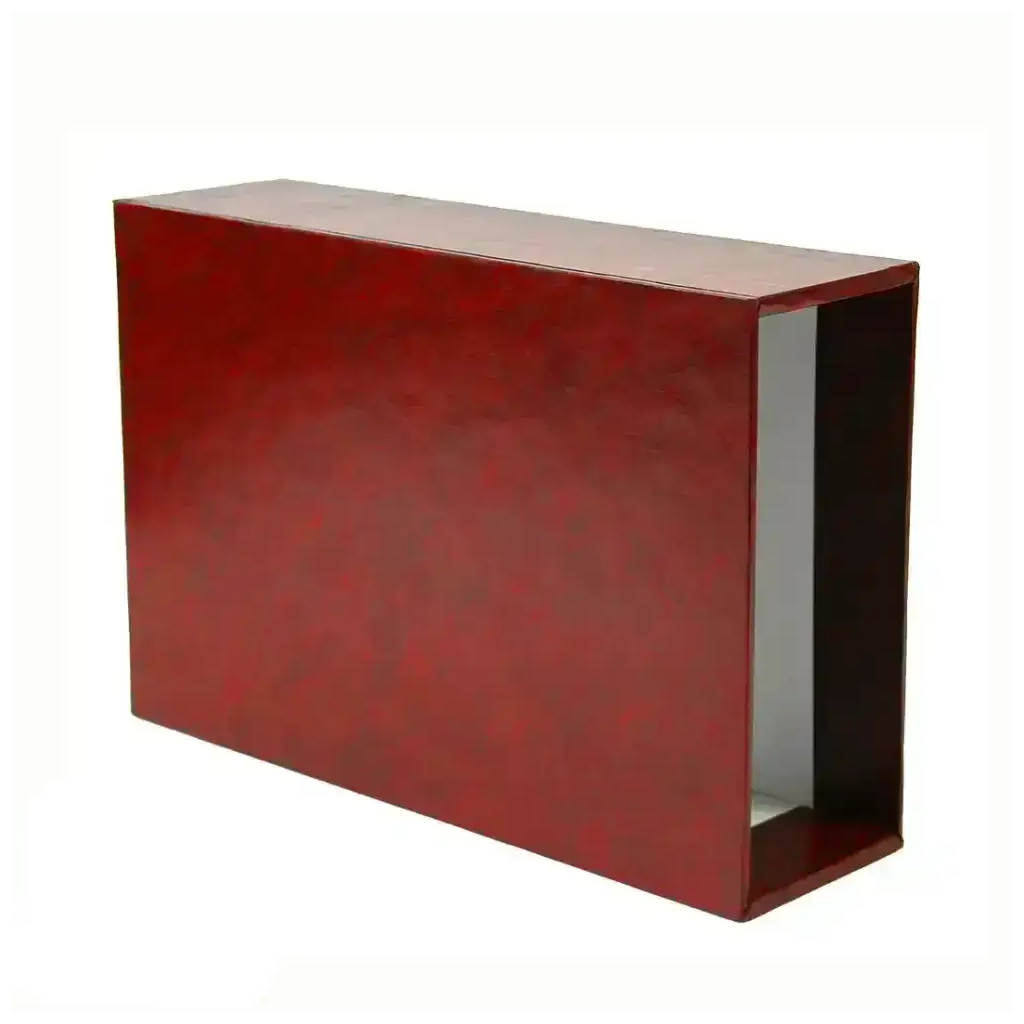 Red empty album slipcase on a white background