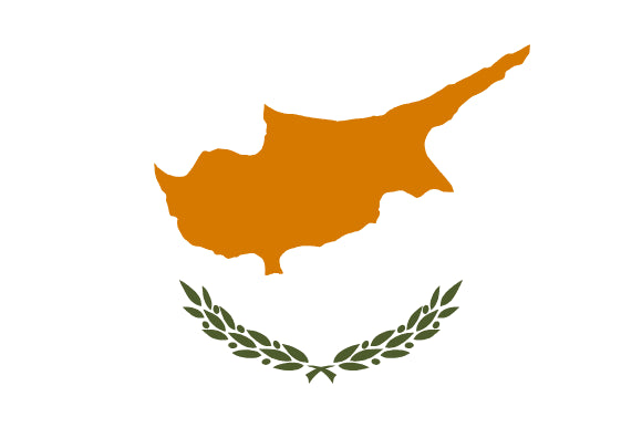 Cyprus Flag: Map of Cyprus with a laurel wreath on a white background