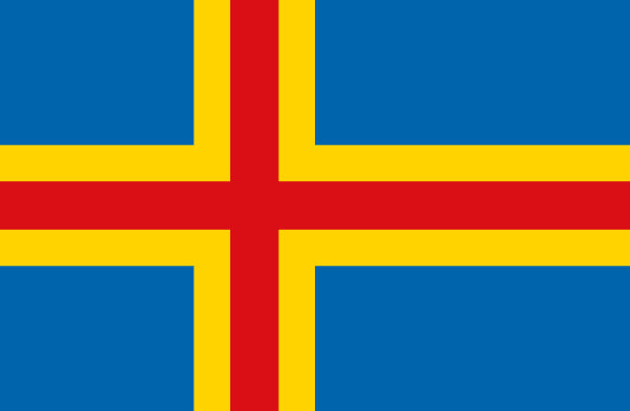 Aland flag: a red & yellow cross on a blue background
