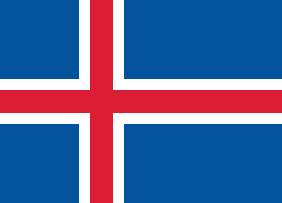 Flag of Iceland with a red cross on a blue background