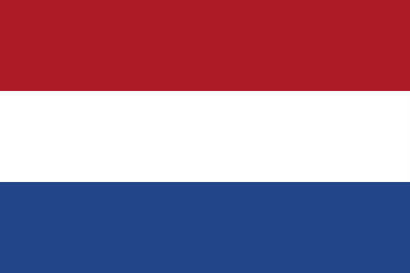 Netherlands Flag with red, white, and blue horizontal stripes
