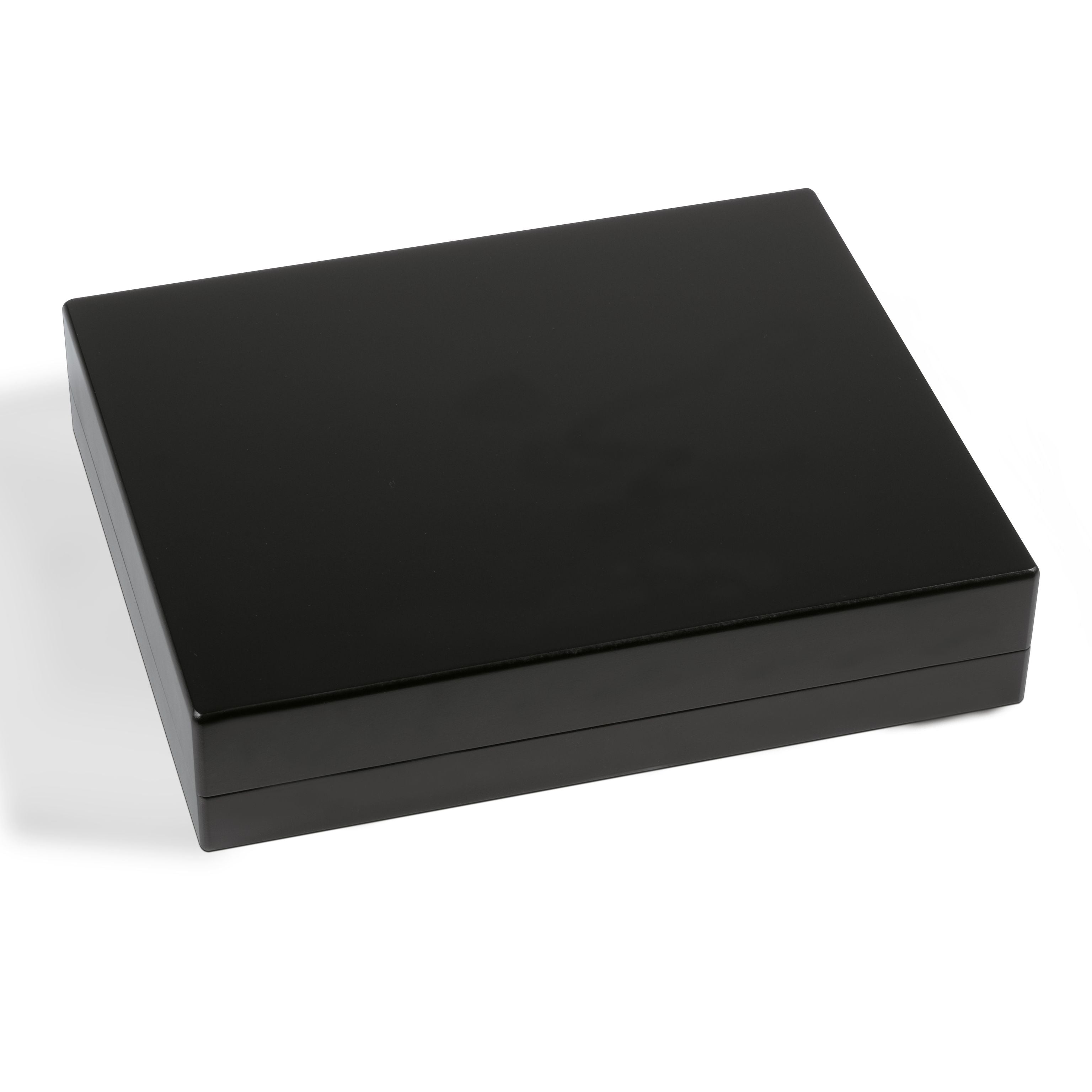 Matte black presentation case (closed) on a white background