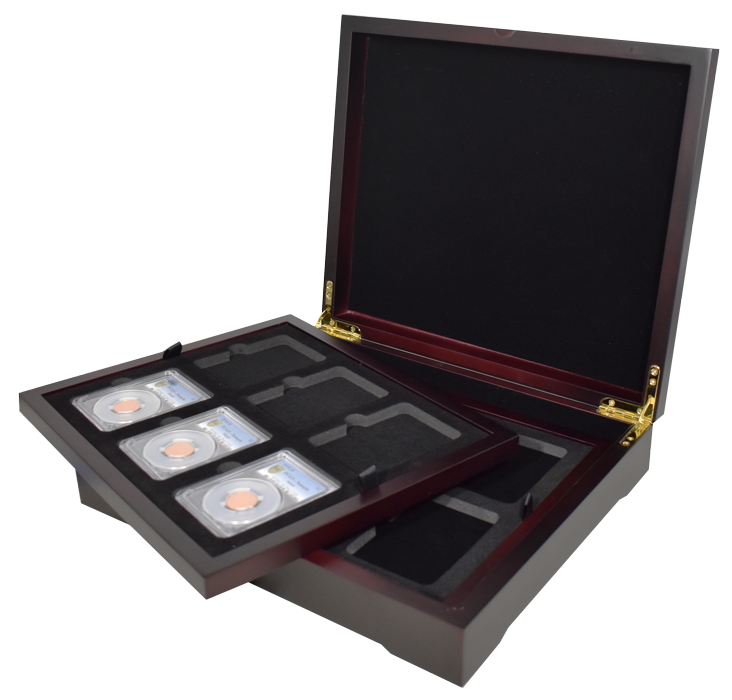 Wood Coin Slab Presentation Case - Holds 12 Certified Coin Slabs (PCGS, NGC, etc.)
