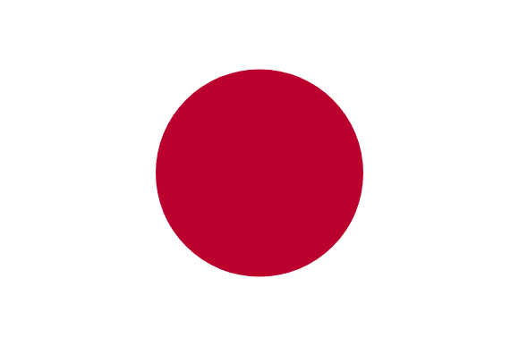 Flag of Japan with a red circle on a white background