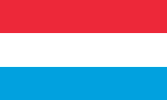 Luxembourg Flag with red, white, and blue horizontal stripes
