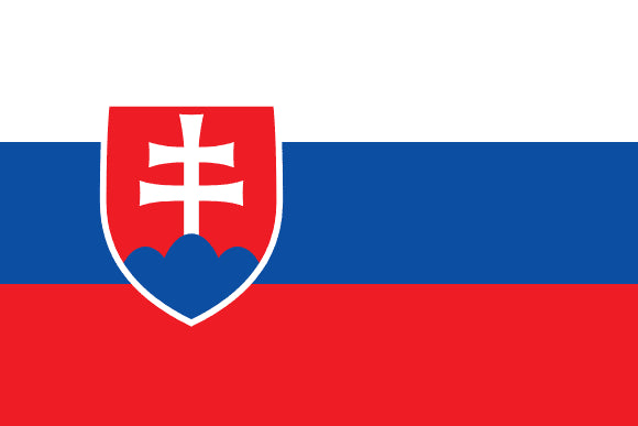 Flag of Slovakia with a red, white, and blue design on a white background