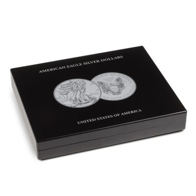 Black Wood Presentation Case for 20 Silver Eagles in Capsules