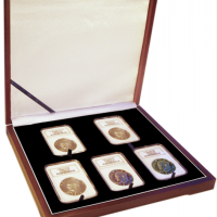 Coin Slab Box Wood Display for 5 Coins