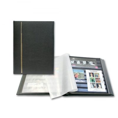 Stamp Stock Books-Professional Black Leather - 32 Black Pages