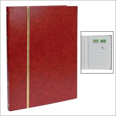 Stamp Albums Stock Books - Wine Red - 16 White Pages