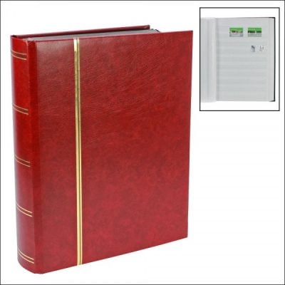 Stamp Albums Stock Books - Wine Red - 64 White Pages