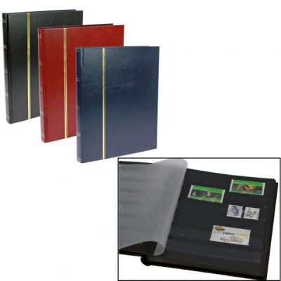 Stamp Albums Stock Books - Navy Blue - 32 Black Pages