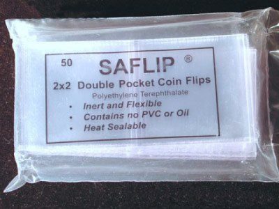 2" x 2" Coin Saflip Double Pocket Pack of 50