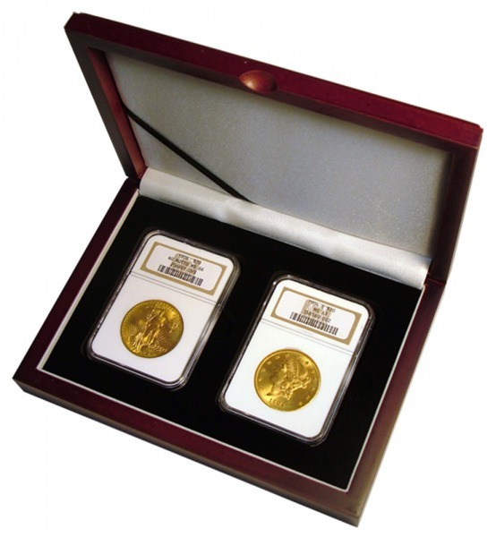 Coin Slab Box Wood Display for 2 Coins Coin Slab Box Wood Display for 2 Coins