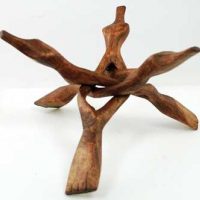 Rock Display Stands-Carved Wood Tripod Stand - Extra Large