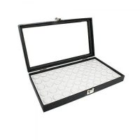 Glass Top Display Box with 50 White Gem Jar Inserts