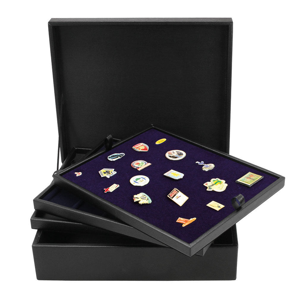 Leather Case with 3 Trays for Pins & Medals Leather Case with 3 Trays for Pins & Medals